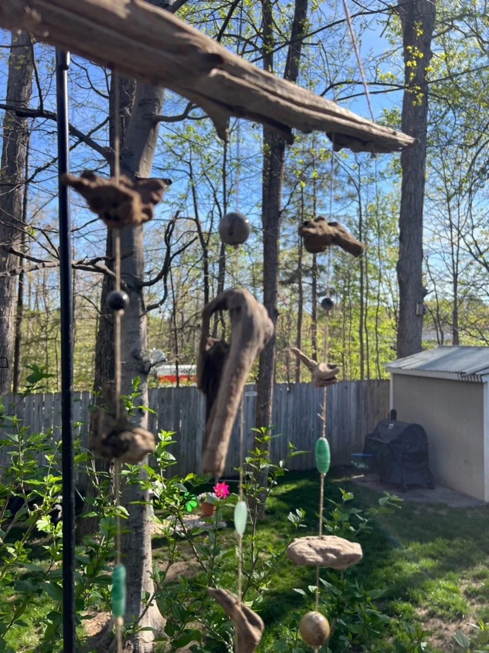 Wind hanging decor handmade using driftwood and fro Potomac River - Picture 4 of 15